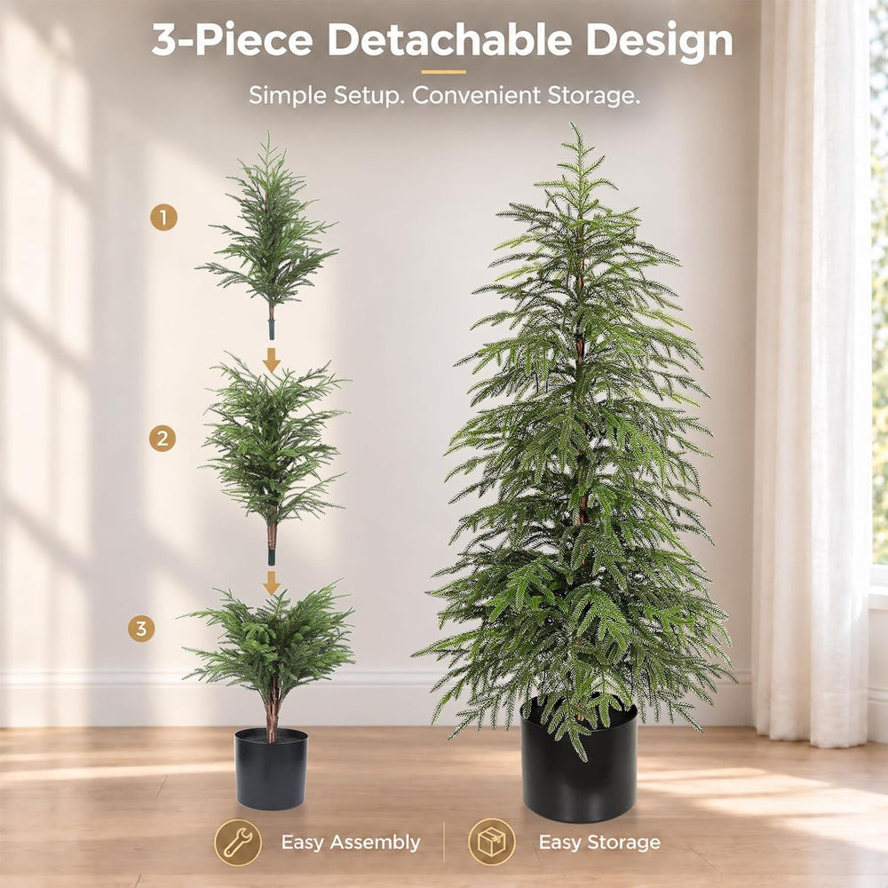 4FT Norfolk Pine Christmas Tree 2Pack, Soft Touch Potted Artificial Trees