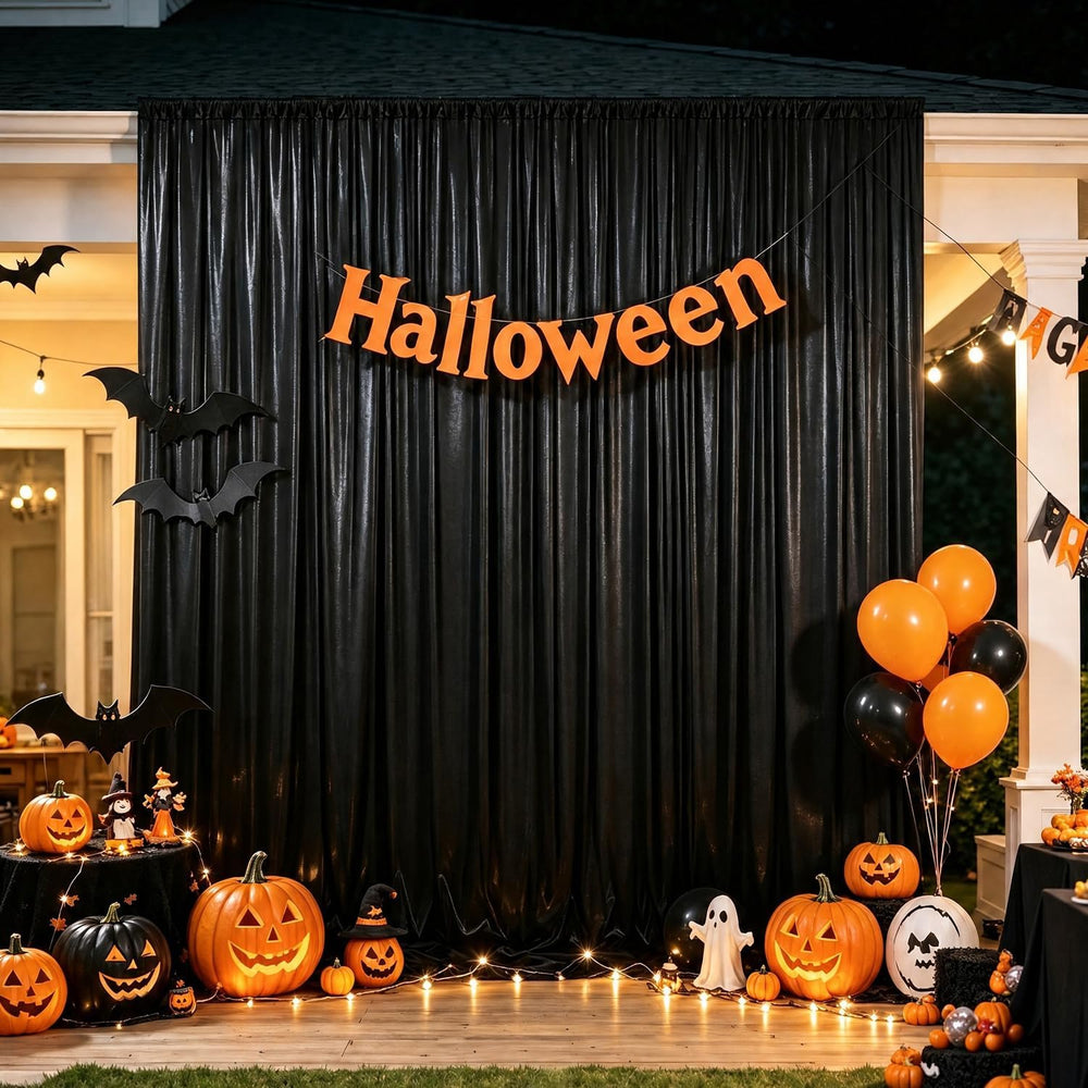 10x10ft Black Sequin Backdrop Curtains Wrinkle Free Drapes Halloween Photo