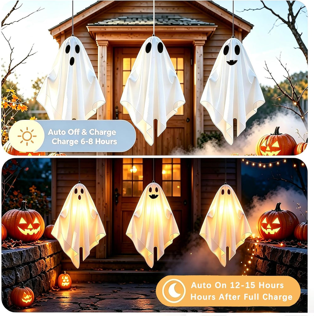 Solar Light Up Swinging Ghost, Halloween Outdoor Decor