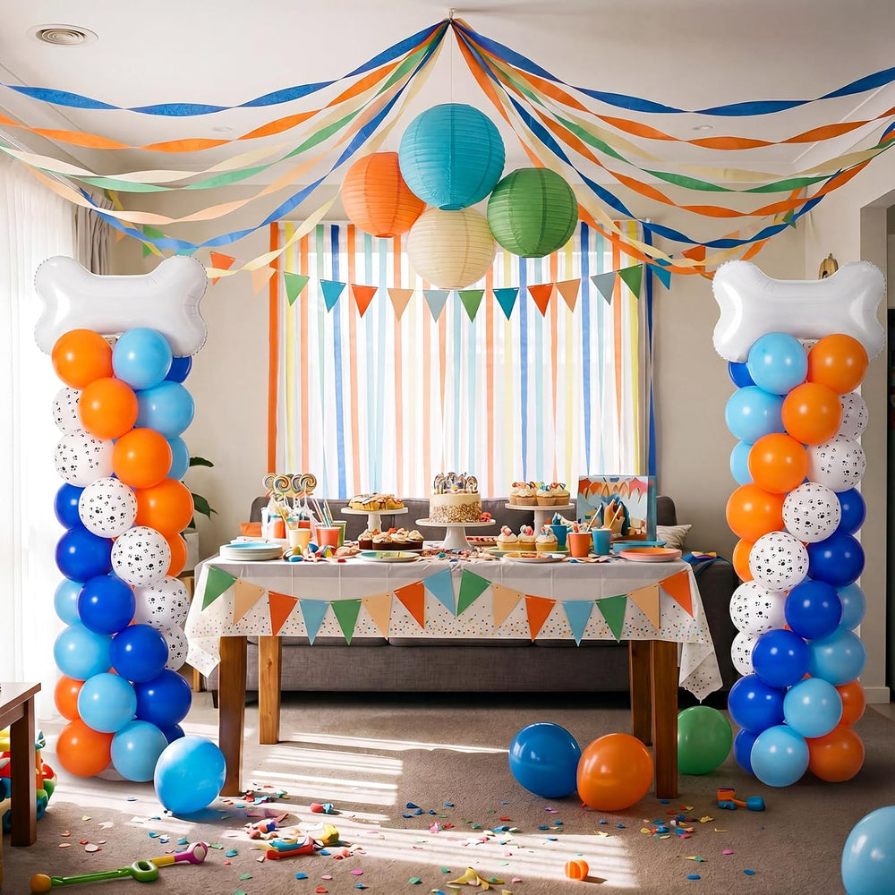 Jenaai 2 Set 163 Pcs Blue Dog Birthday Party Balloon Column Stand Kit