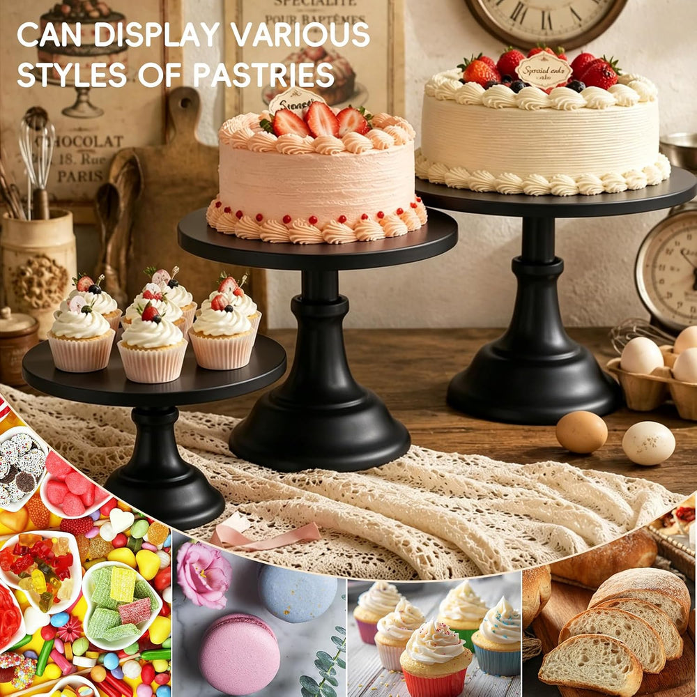 3 Pcs Cake Stand Set,8"/10"/12" inch,Metal Cupcake Holders Sta...