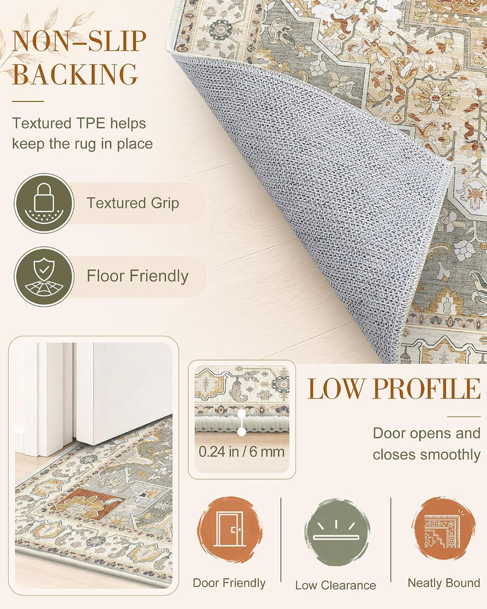 OLANLY 2'6"x14' Washable Runner Rug, Non Slip Carpet for Hallway...