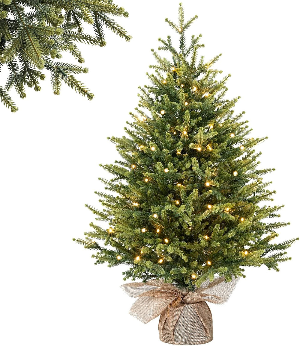 Alupssuc 3ft Prelit Artificial Mini Christmas Tree for Tabletop Desk Decor