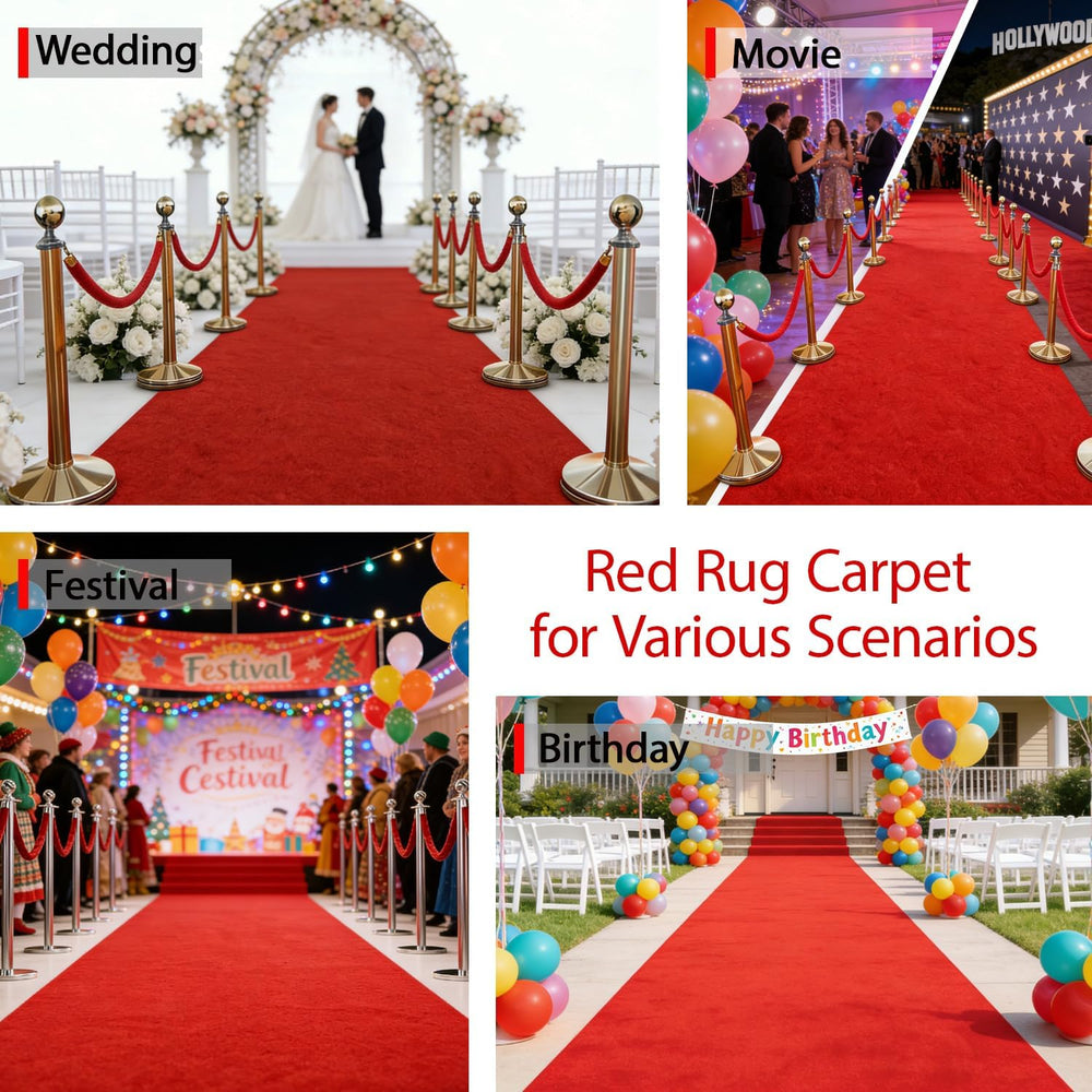 0.23In Thick Red Carpet Runner for Party, 3x10Ft 425 GSM Non-Slip Waterproof ...