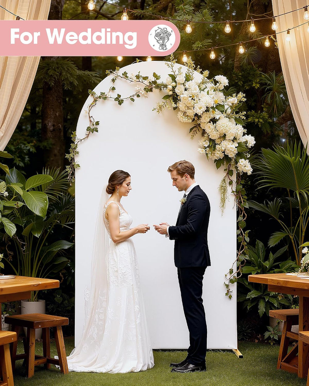 Pureegg Arch Backdrop Stand and Cover Set, Metal, 7.2 ft, White