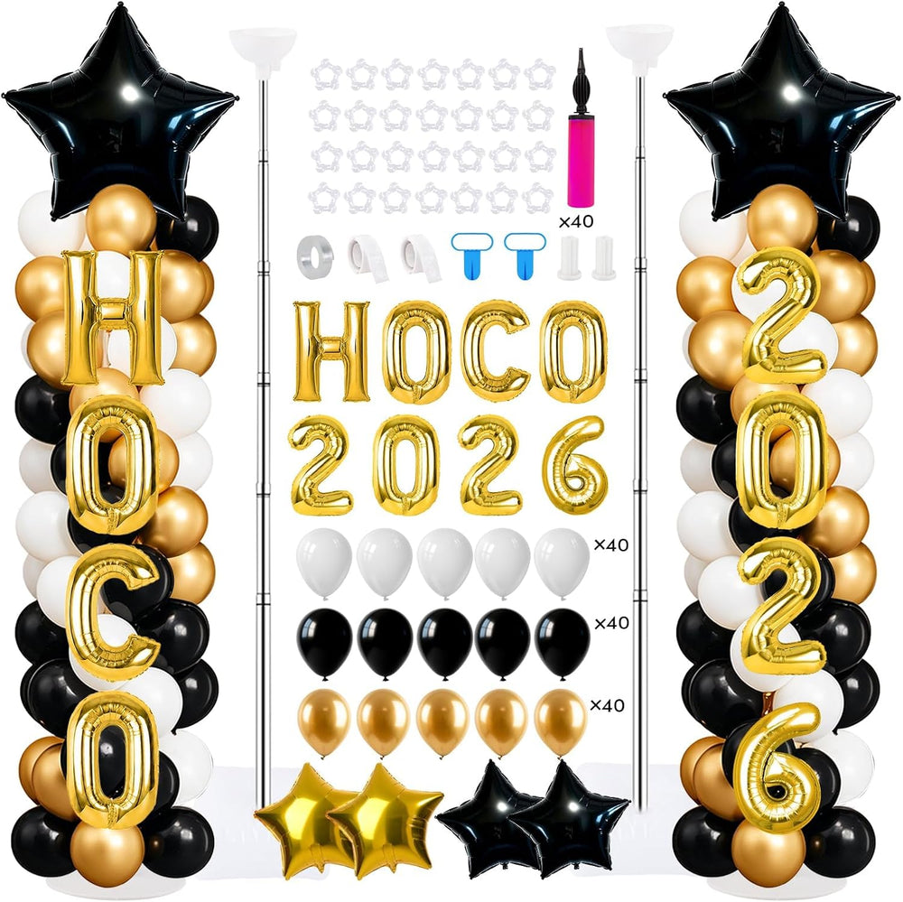 2 Sets Homecoming 2026 Balloon Column Stand Party Decorations Kits with Ballo...