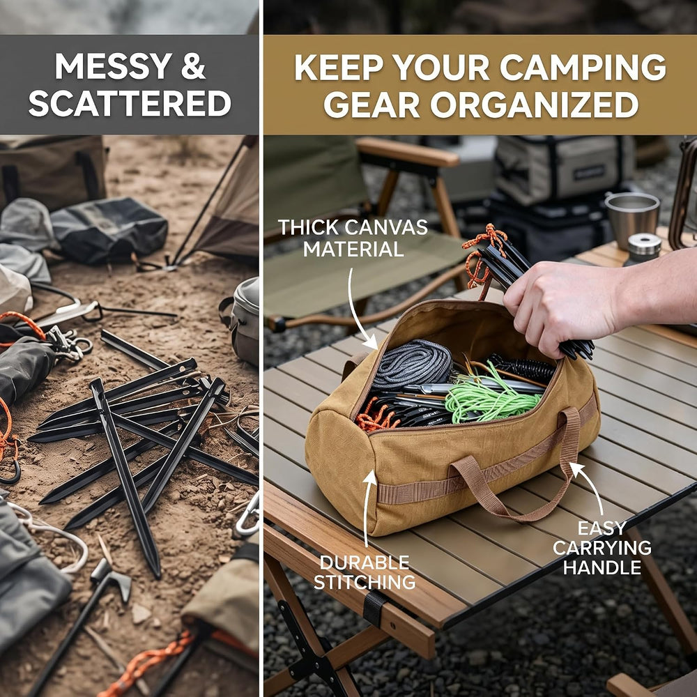 GOLDCAMP Tent Stakes with Hammer Kit, Heavy Duty Camping Stakes Set with Canv...