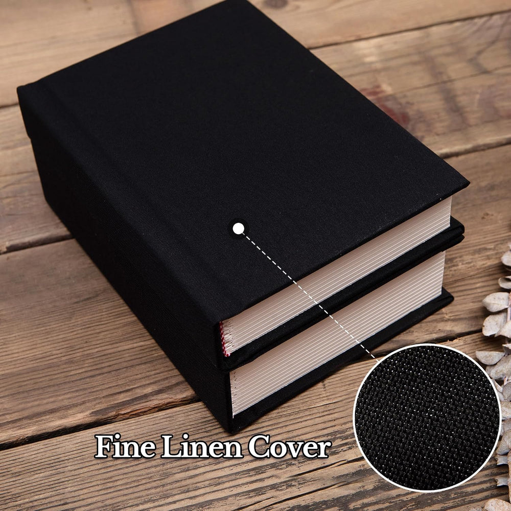 Pssoss 4x6 Photo Album with Writing Space, Linen Cover, 30 Photos, Black