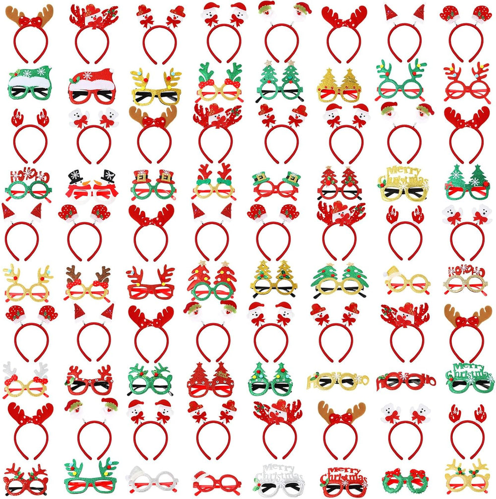 Jerify 80 Pcs Christmas Glasses Frames and Headbands Set, Christmas Glitter G...