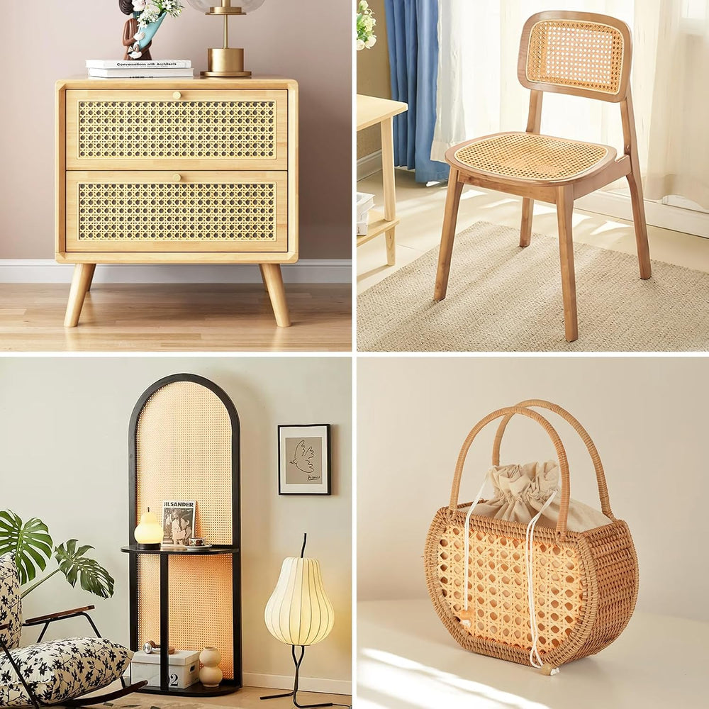 Storystore Rattan Webbing Roll, 16 x 158 Inch Woven Open Rattan Mesh PE Cane ...