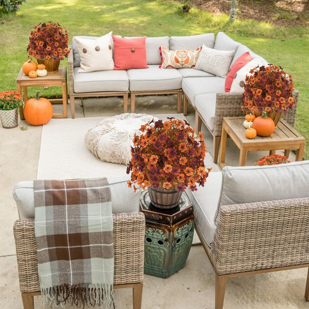 2Pcs 22" Faux Artificial Fall Topiary Ball Flowers for Outdoors, Fake Plant