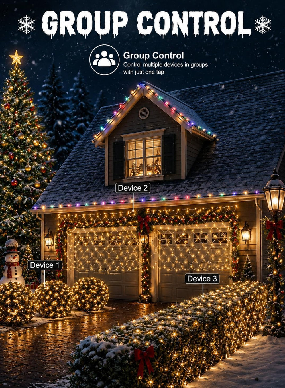 4ft*12ft Outdoor Smart Christmas Net Lights for Bushes, Group Control