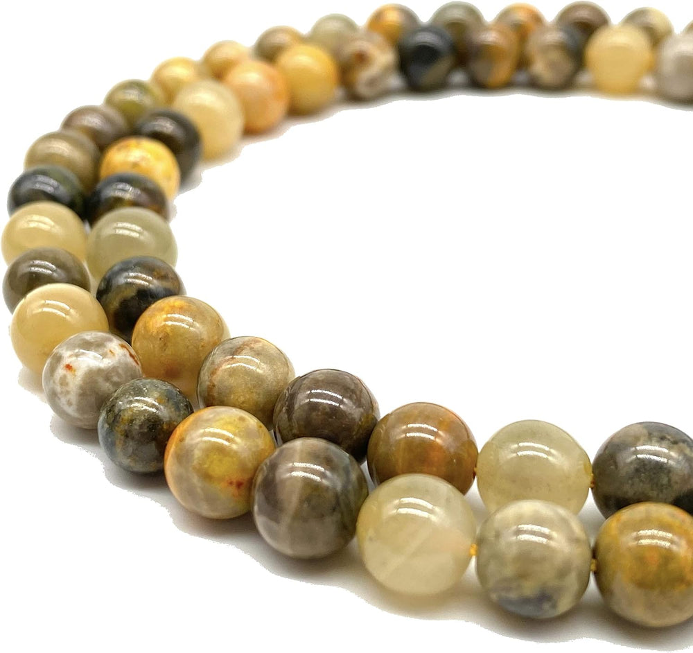 ABCGEMS Bumble Bee Jasper Beads Indonesia Smooth Round 10mm