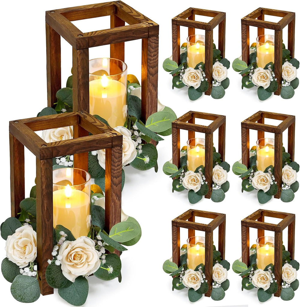 18 Pcs Wooden Lantern Centerpiece