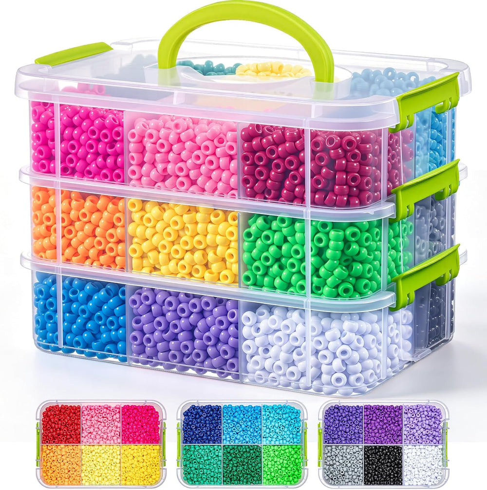 10000Pcs Pony Beads Bulk, 18 Colors Plastic Kandi Beads for Bracelet