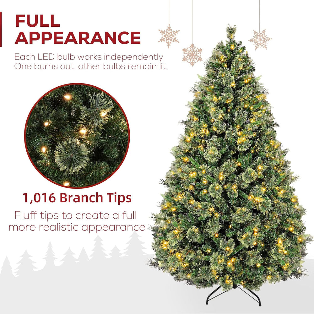 Hykolity 6 ft Prelit Artificial Christmas Tree with 350 Warm White LEDs