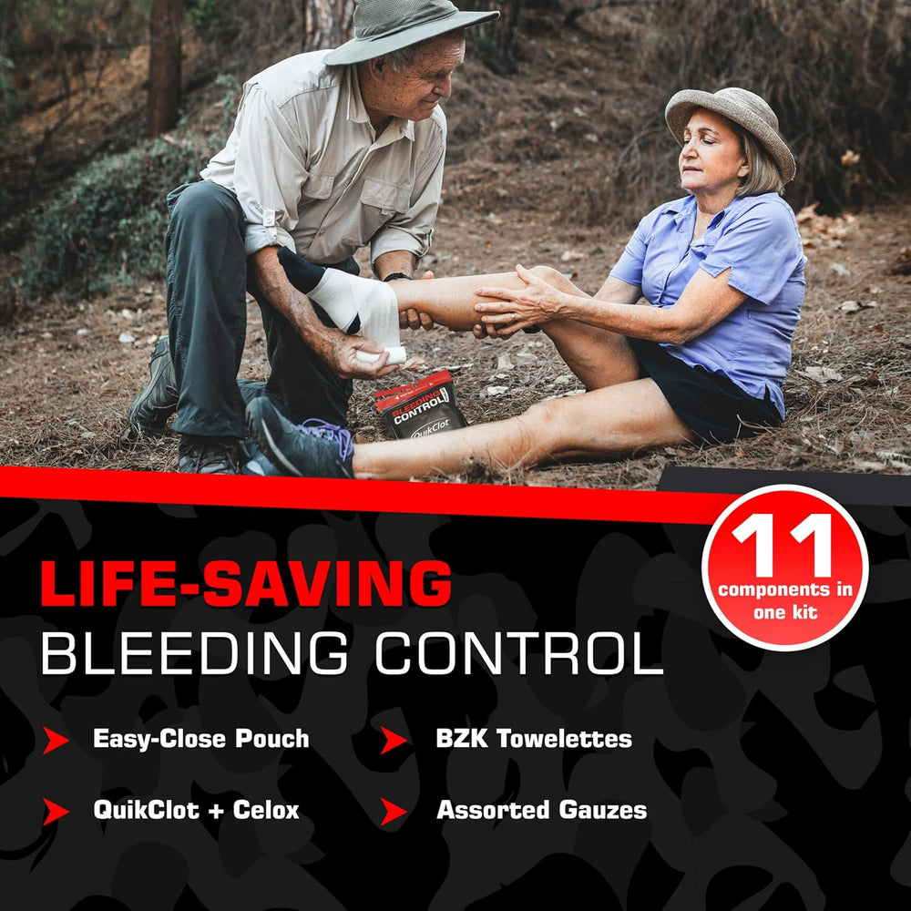 Bleeding Control Zip Pack with QuikClot, Celox, Gauze Pads, Triangular Bandag...