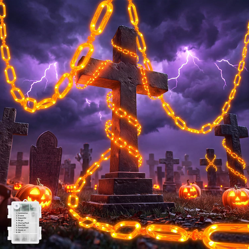Brightown Halloween String Lights Battery Operated, 10Ft Orange Lights