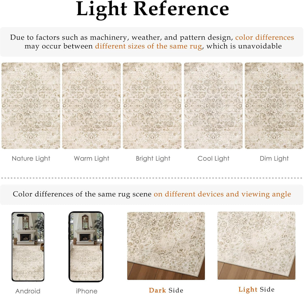 Hugear 2x5 Beige Neutral Runner Rug