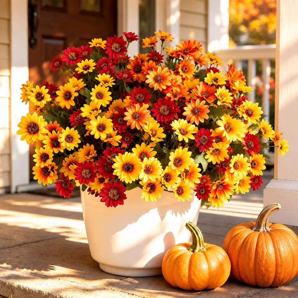 12 Pcs Thanksgiving Fall Artificial Mums for Outdoors