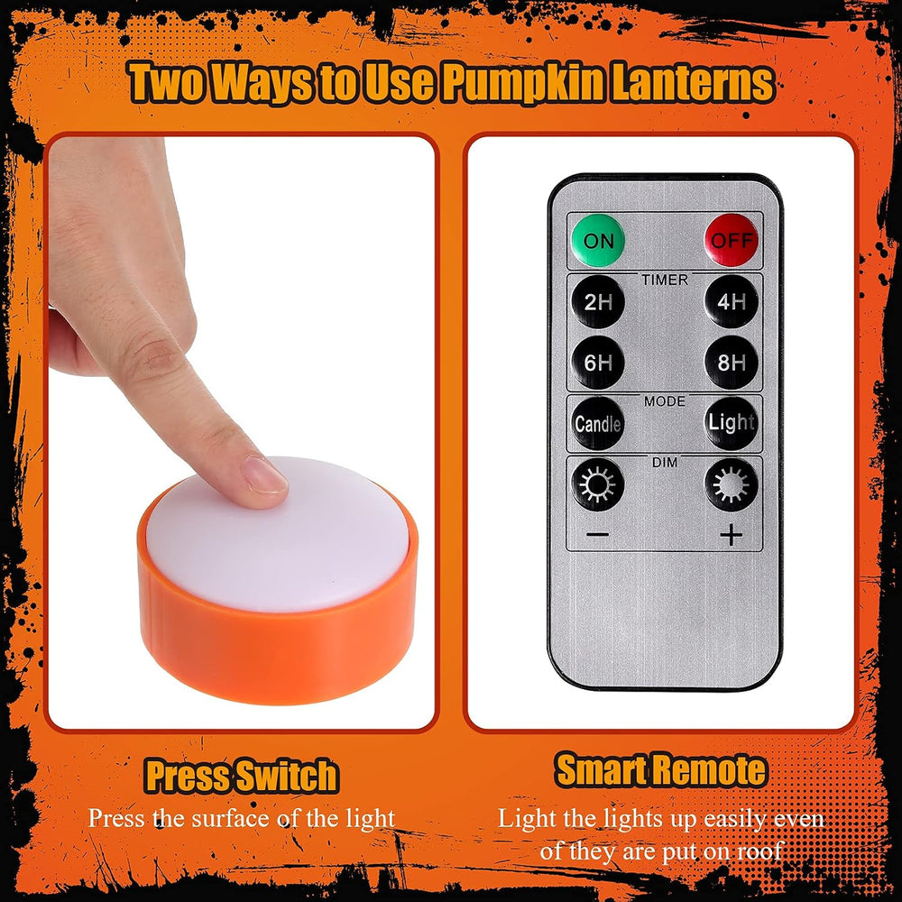 Riakrum 12 Pcs Pumpkin Lights with Remote & Timer, Orange