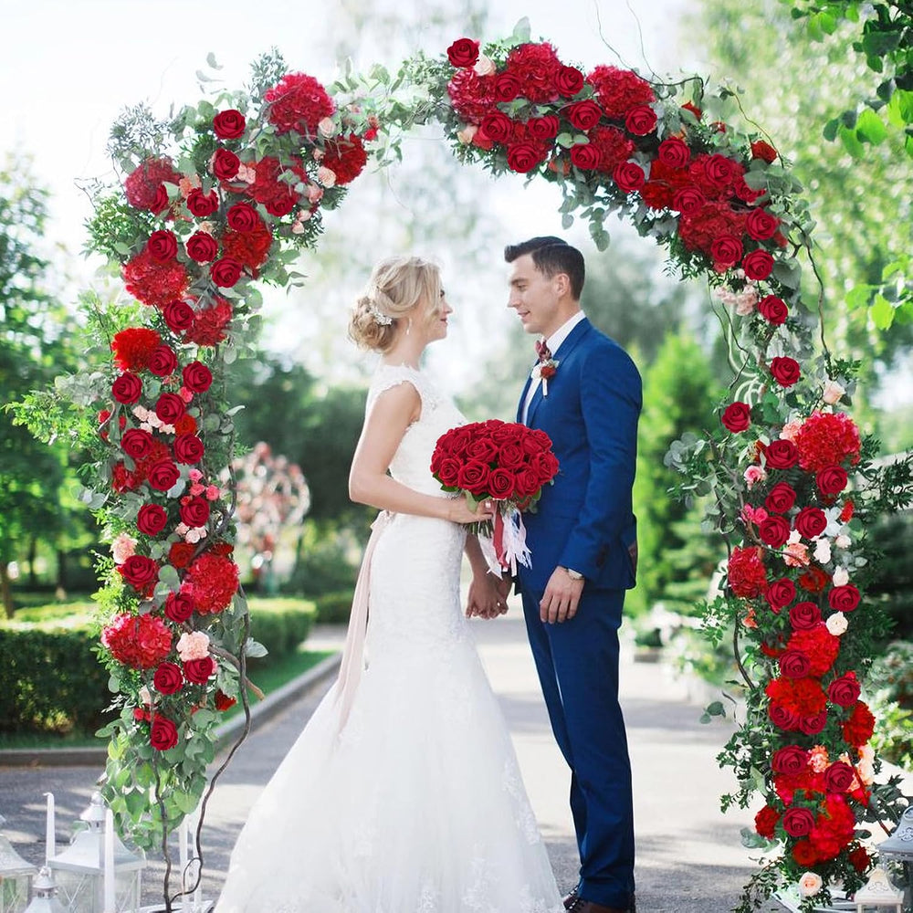 50Pcs Red Roses Artificial Flowers, Real Touch Velvet Fake Roses Bouquet
