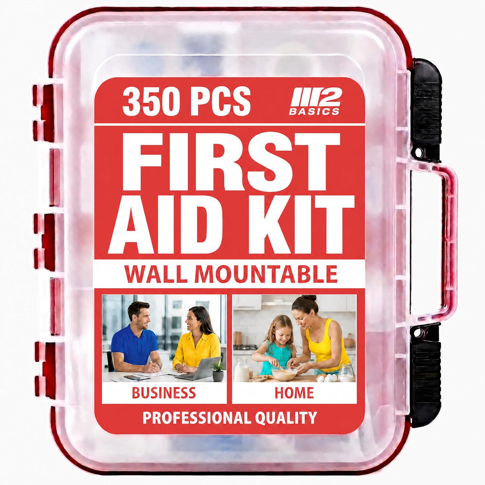 M2 BASICS 350 Piece Professional Wall-Mount First Aid Kit, Business, Home