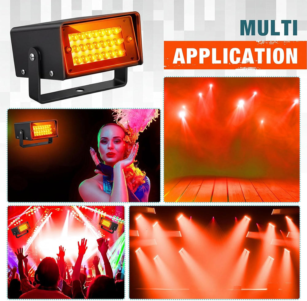 Treela 4 Pack Strobe Party Light Small Bright LED Outdoor, Orange, 24 LED