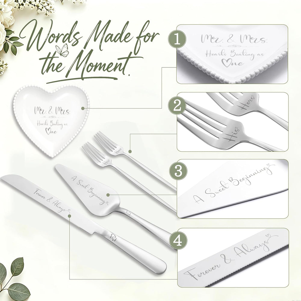 5-Pc Wedding Cake Cutting Set, Cake Knife Server Set