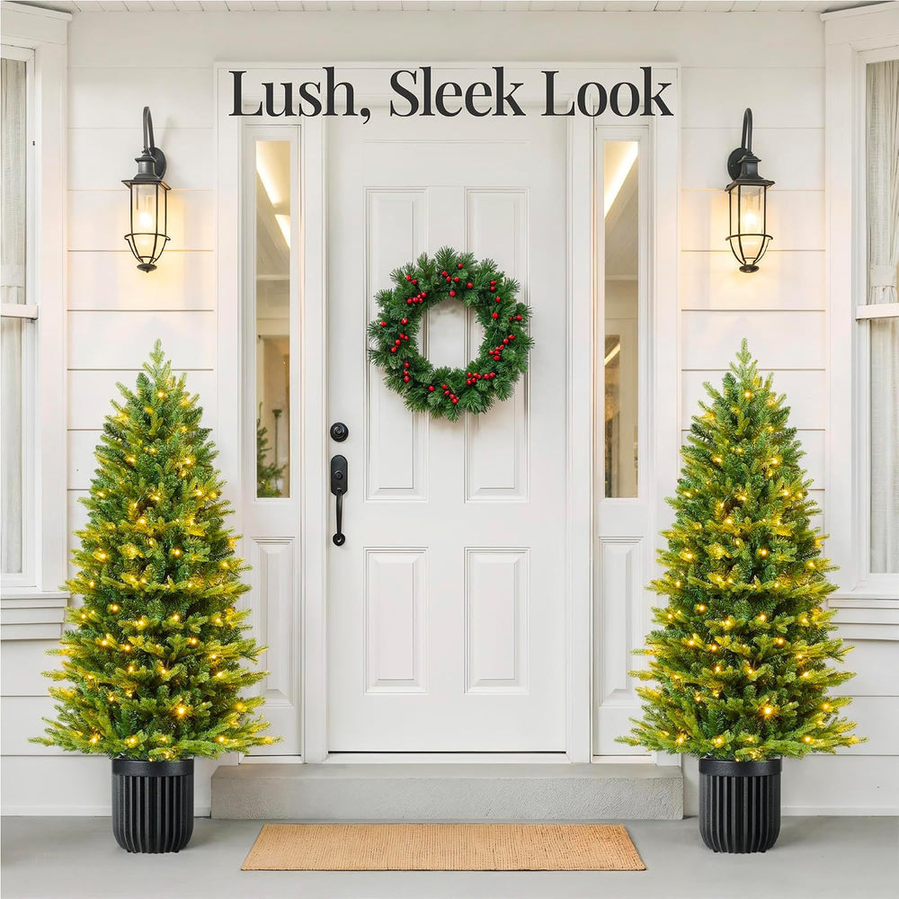 Best Choice Products Prelit Potted Pencil Christmas Tree, 6Ft Realistic Artif...