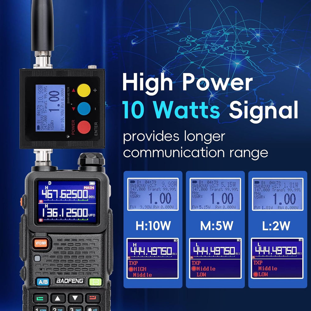 Baofeng Radio Ham Radio Handheld UV-5R Upgrade 5RM 10W (4PCS Batteries) Emerg...