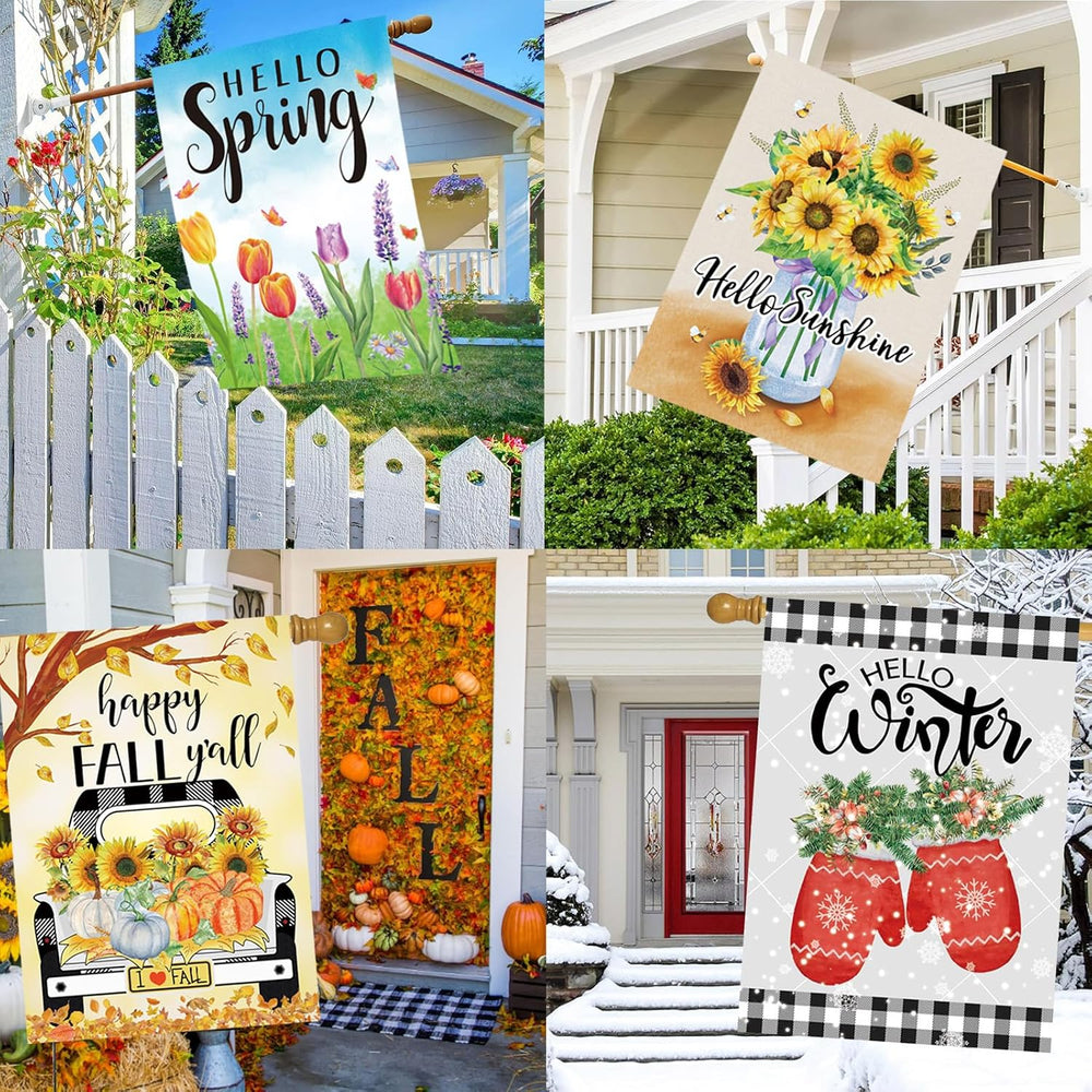 Seasonal Garden Flags Set of 12 Double Sided 28x40 Inch, Large House Flags