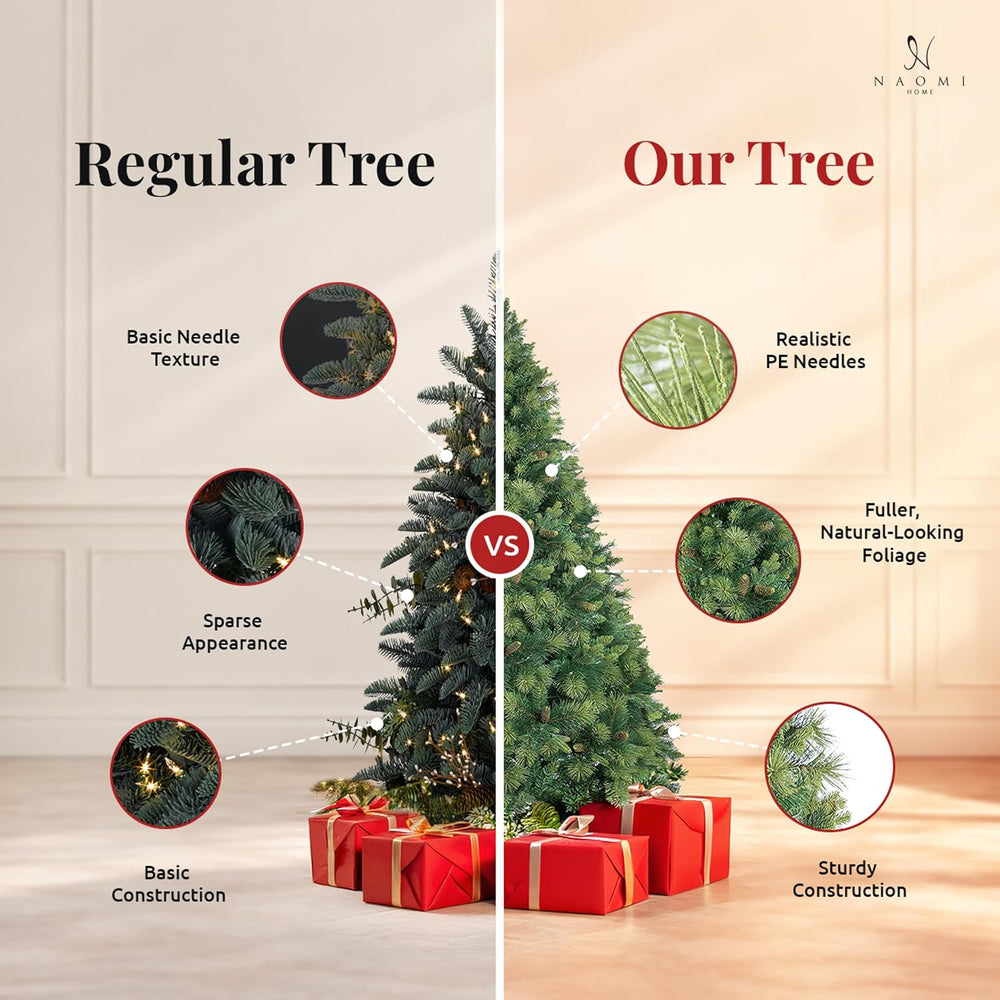Naomi Home Kinsley 9ft Prelit Artificial Christmas Tree, 1000 Warm Lights