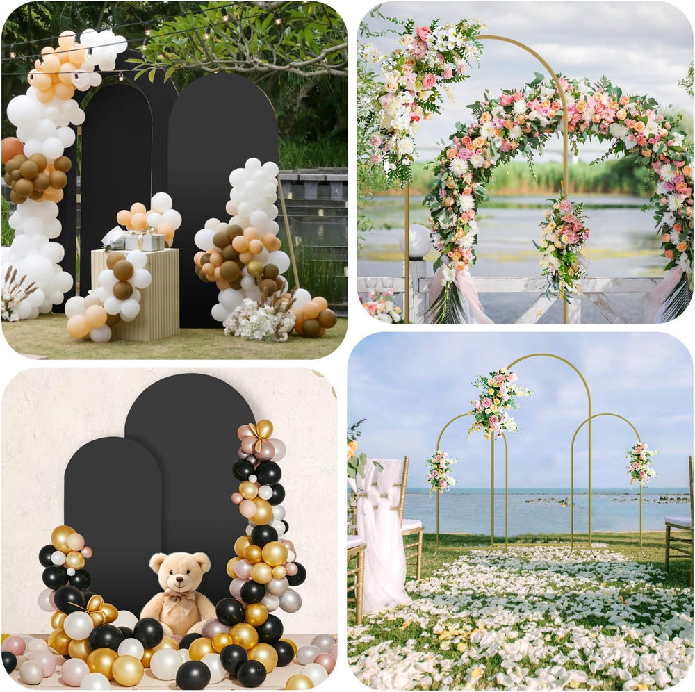 Arch Backdrop Stand and Cover Set, Metal Balloon Arch Backdrop 7.2ft, Gold Ar...