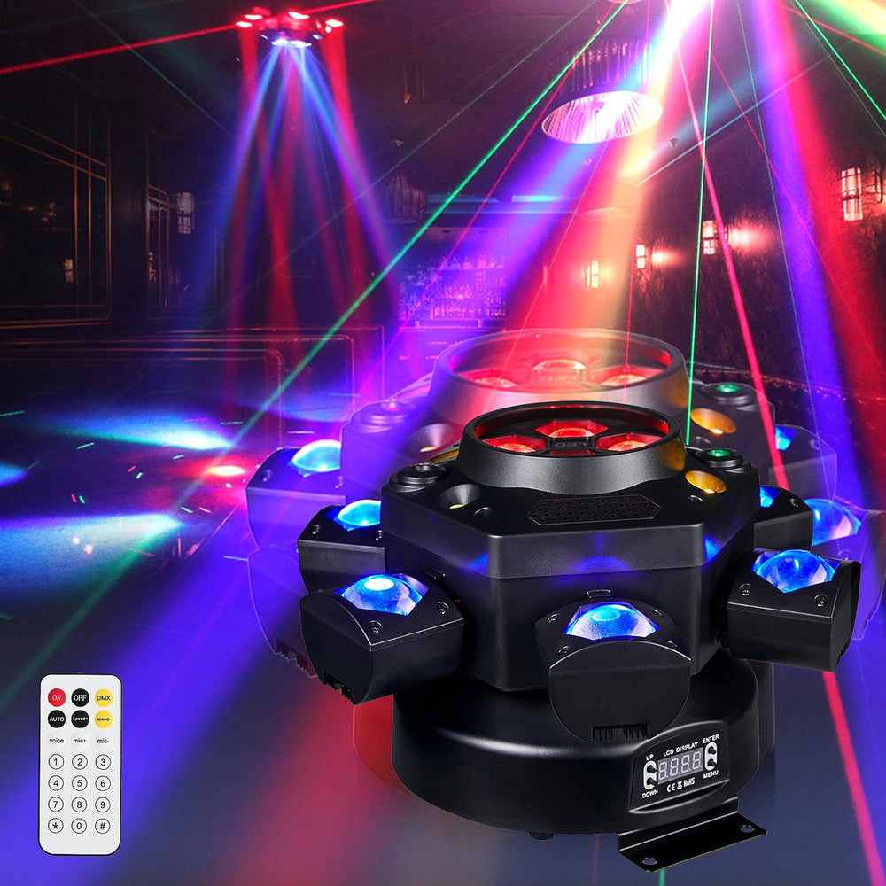Moving Head DJ Lights 6-Arm Lamp with Remote Control 150w RGBW 4in1 LED DJ St...
