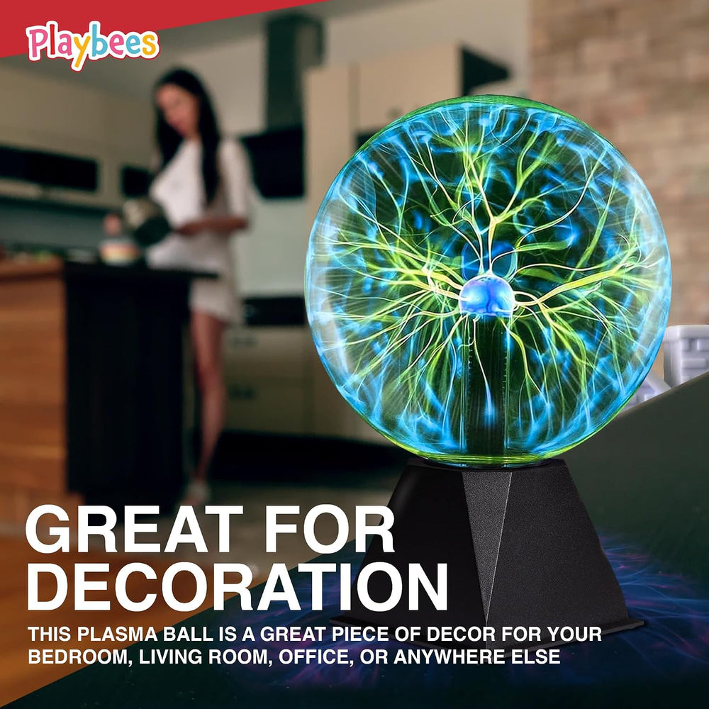 Green Plasma Ball, 7 Inch Tesla Coil Lamp for Parties, STEM & Home Decor