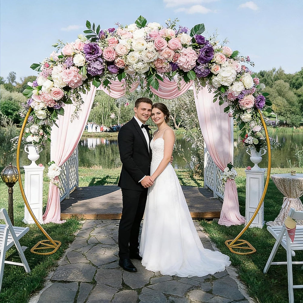 8ft Balloon Arch Stand,Round Backdrop Stand,Golden Circle Wedding Arch Frame ...