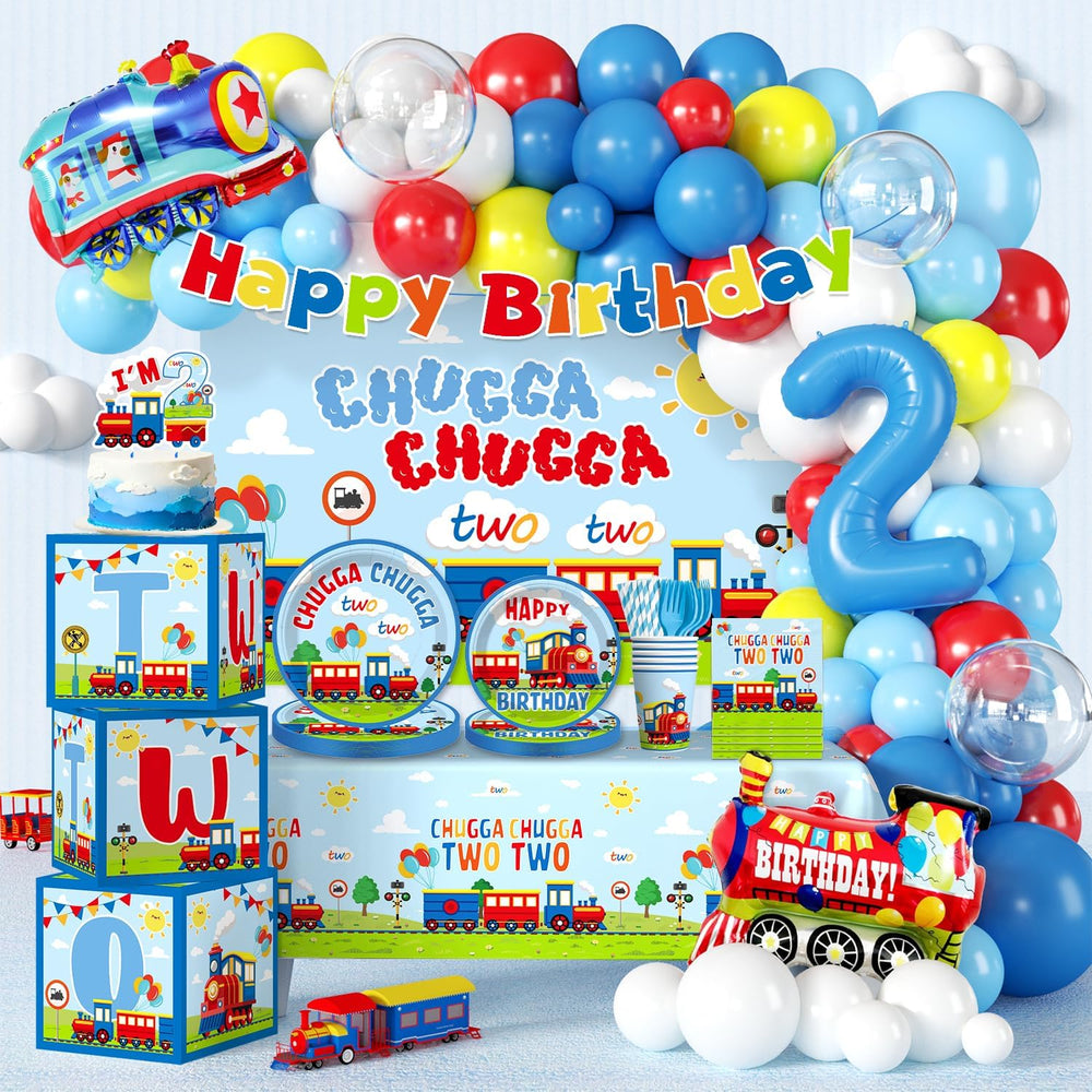 256Pcs Chugga Chugga Two Two Party Decor, All-in-One Set for 25 Guests