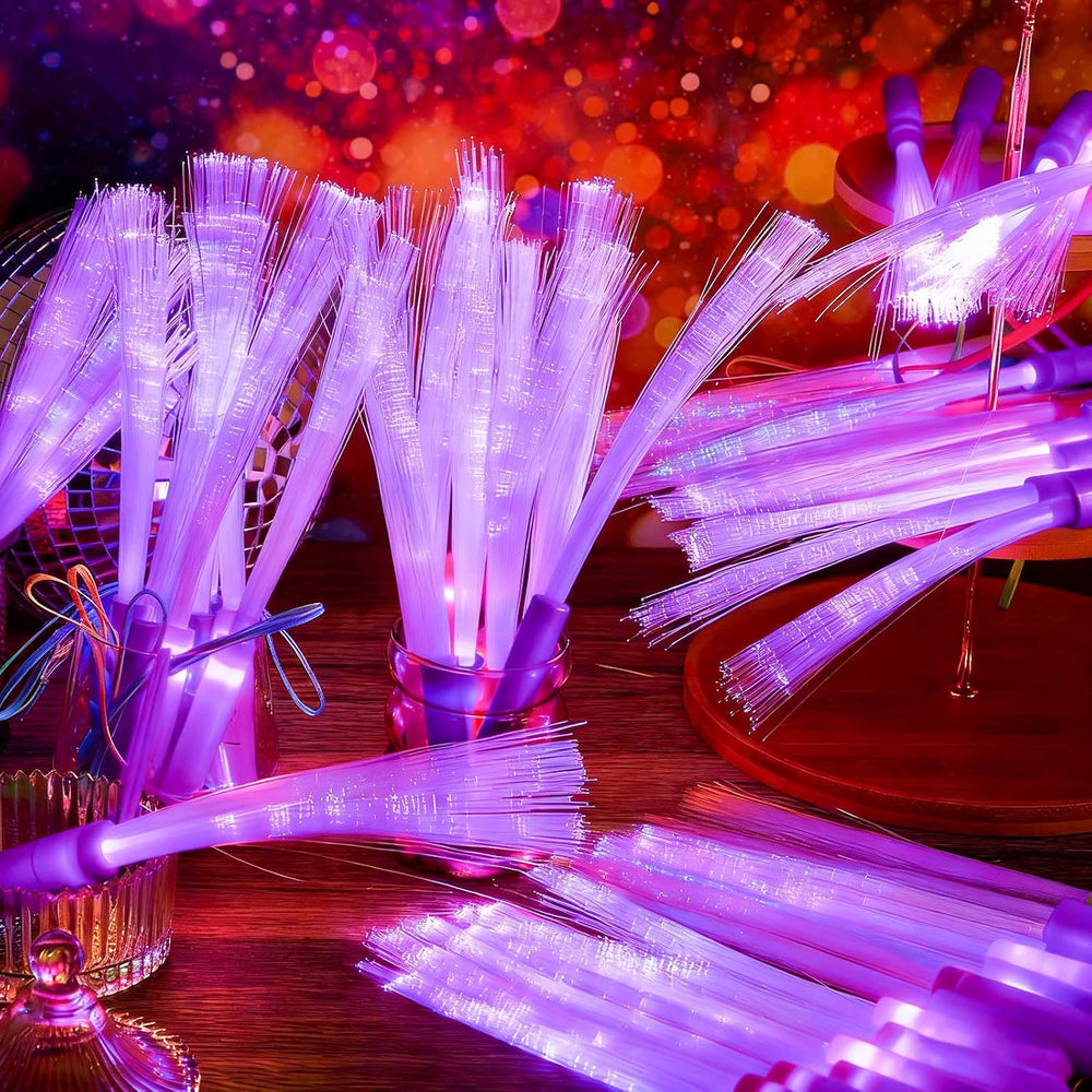 36 Pcs Fiber Optic Wand, LED Glow Sticks Bulk with 3 Modes, Purple