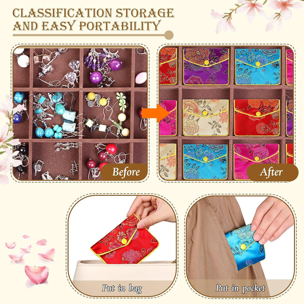Zhengmy 50 Pcs Silk Jewelry Pouches Envelope Style 3.15 x 3.94 Inch