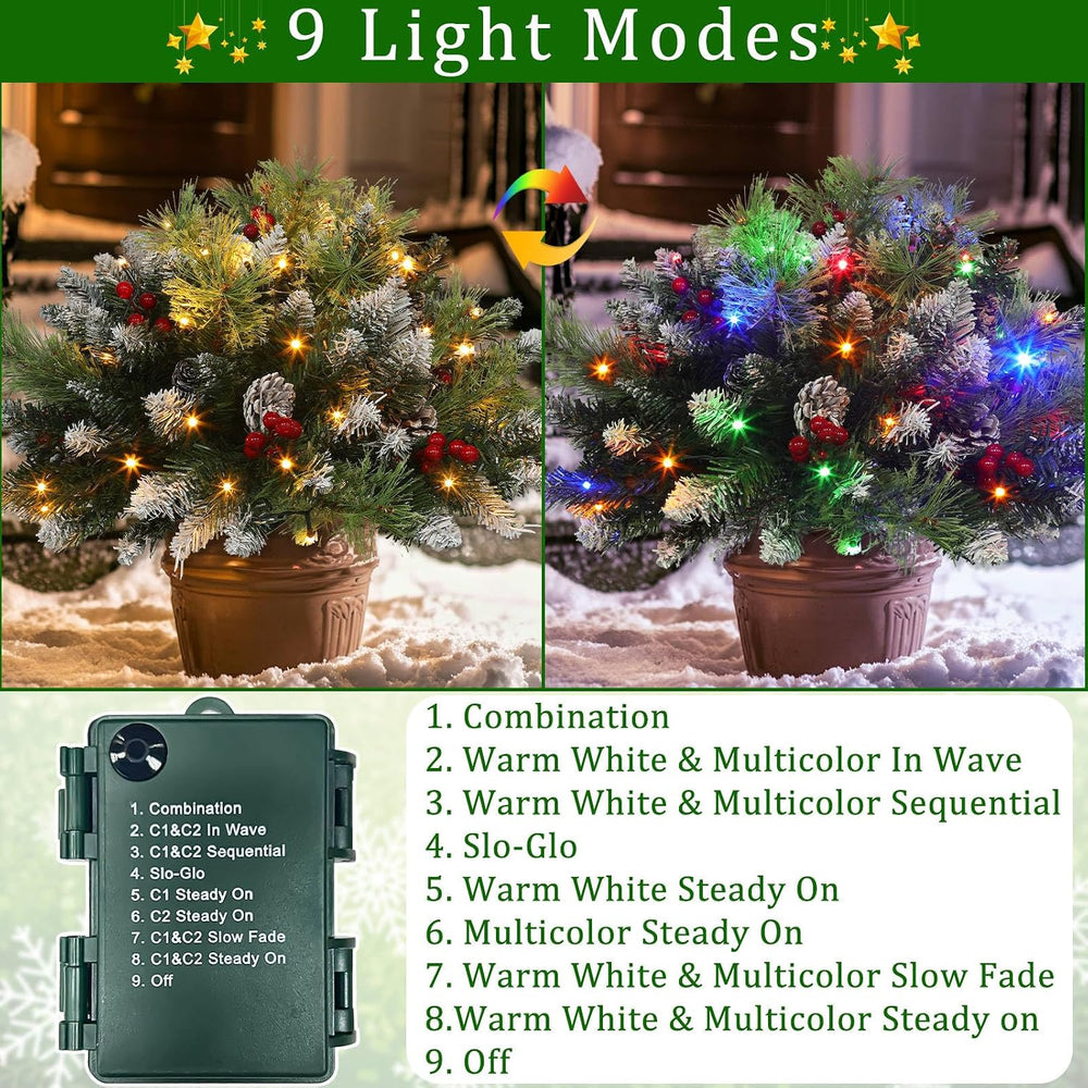 2Pack Artificial Outdoor Christmas Tree Urn Filler Yard Porch Decorations