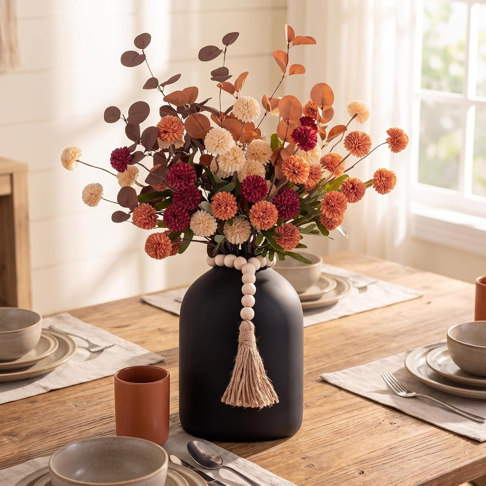 20''H Fake Fall Flowers in Large Black Vase for Centerpiece Table Dec...
