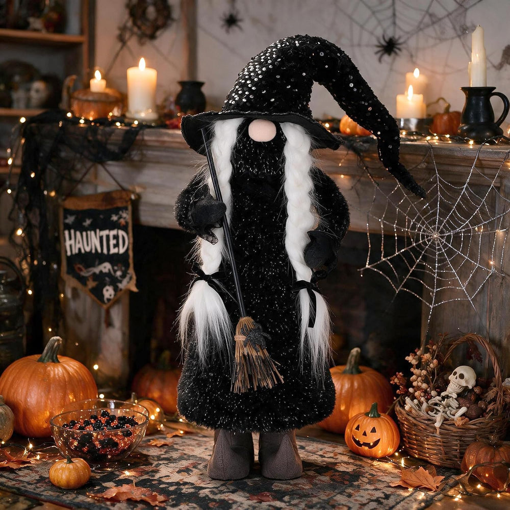 YZS Housm Halloween Plush Gnomes Decoration, 26 Inch Spring Loaded Witch Gnom...