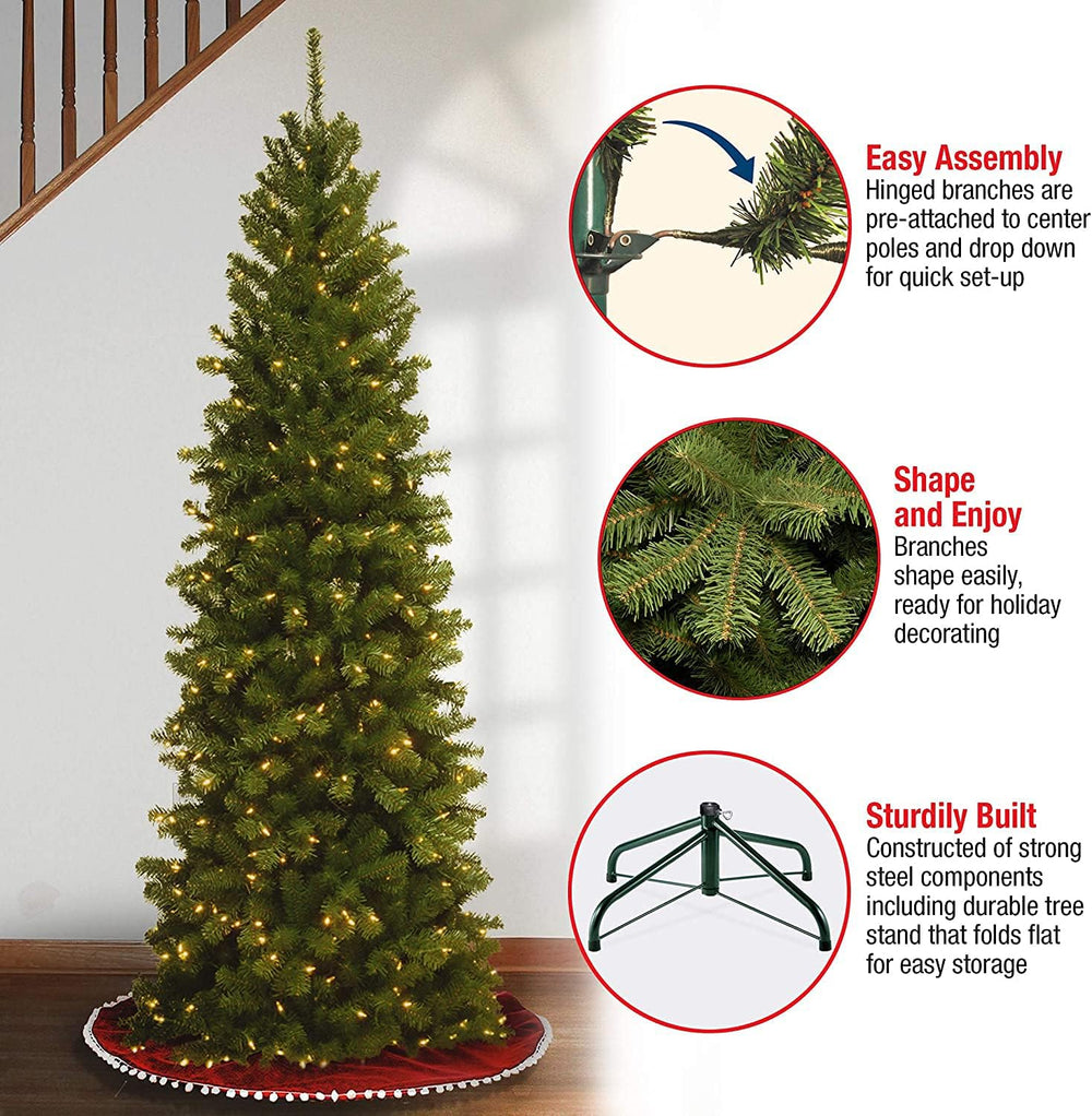 National Tree Company 7ft Pre-Lit North Valley Spruce Slim Christmas Tree