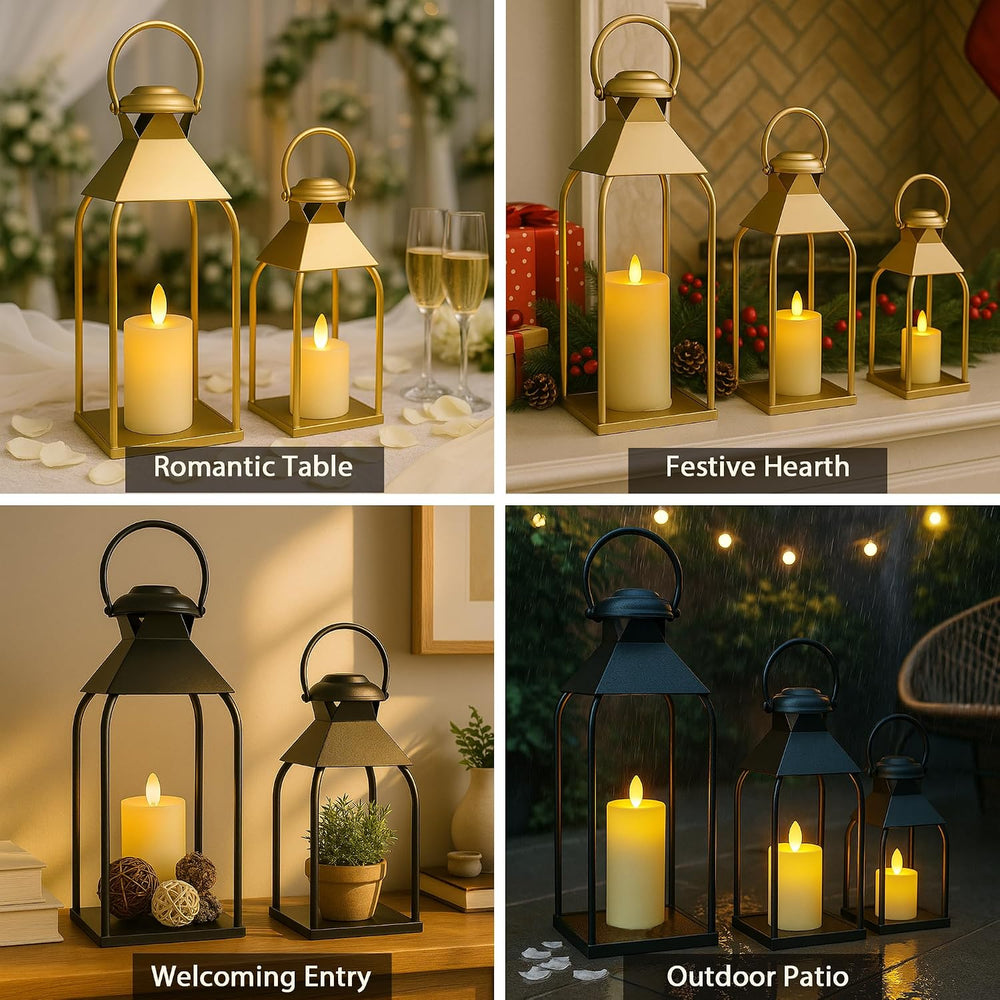 Decorative Metal Lanterns Indoor Outdoor, Candle Holder for Porch, Patio, Fir...