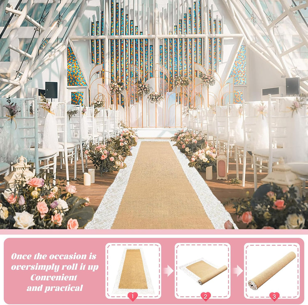 Burlap Aisle Runner for Wedding Ceremony, 2ft x 30ft