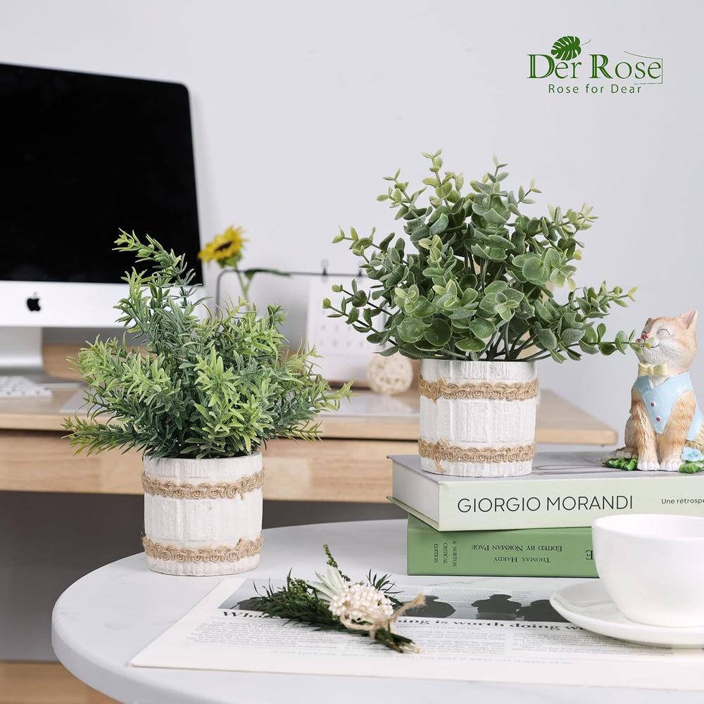 Der Rose 4 Pack Sage Green Artificial Plants Indoor for Farmhouse Decor