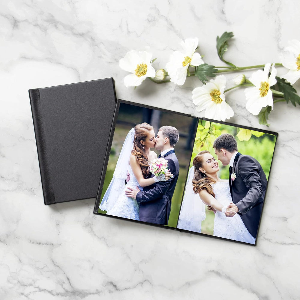 Neil Enterprises Inc. 5" x 7" Black Leather Self-Stick Photo Album ...