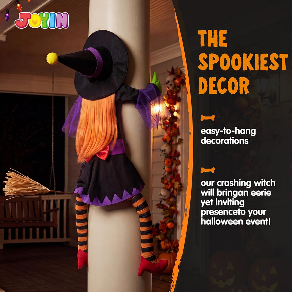 JOYIN 56'' Crashing Witch Halloween Tree Decorations Outdoor, Flying ...