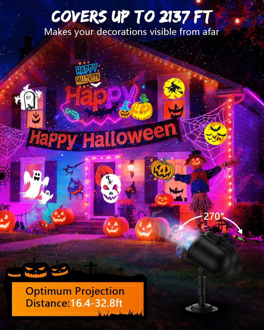 Halloween Projector Outdoor, 20 Slides, Firefly & Ocean Wave Lights